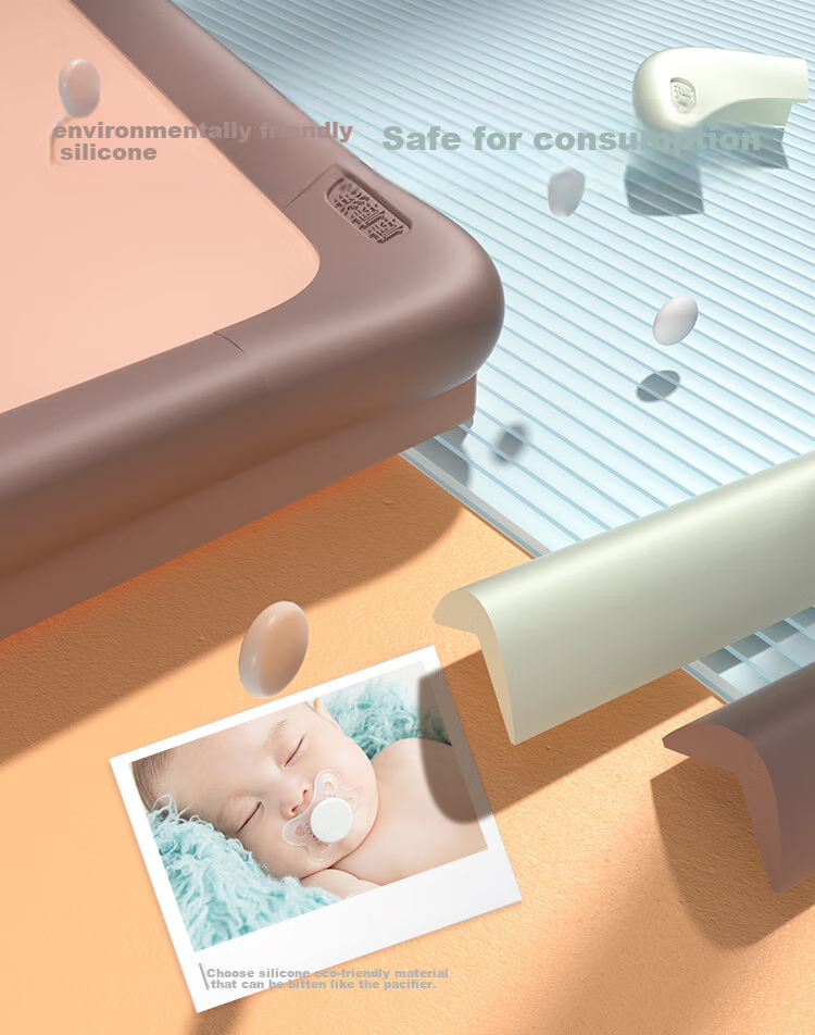 BangBangPig Baby Child Safety Silicone Anti-Collision Strips Table Corner Protectors 8 Pieces 4 Meters Sky Gray 5