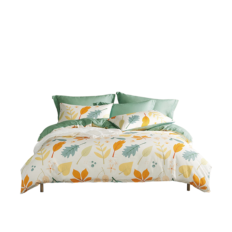 LOVO Lulaiafang 100% Pure Cotton Four-Piece Bedding Set with Twill Bedsheet, Duvet Cover, Pillowcases, Double Size 200*230cm