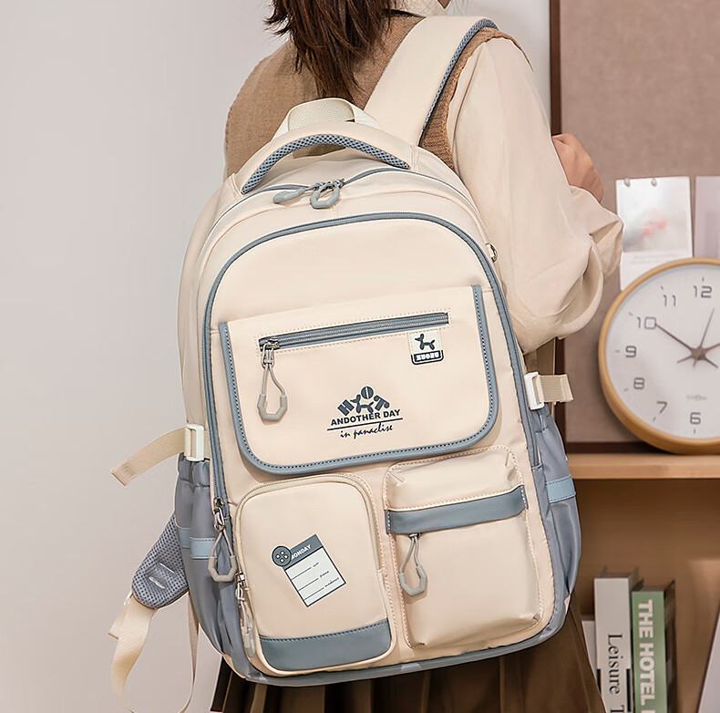 ZUONU Middle School Backpack for Girls And Boys, Lightweight Spine Protection High School Backpack with Large Capacity, Wear-Resistant And Tear-Resistant Travel Backpack Rice Dumpling Color 2
