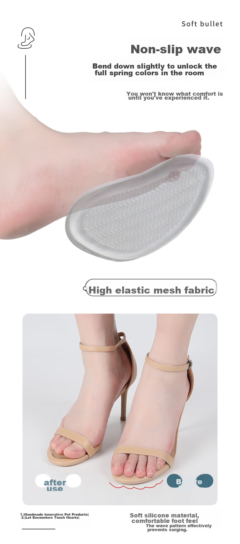 FOOTOPPO Silicone Forearm Pad, High Heel Shoe Half Size Insole, Soft Summer Women's Non-Slip Pad, Sole Insole, Foot Pad, Thin Half Pad 5