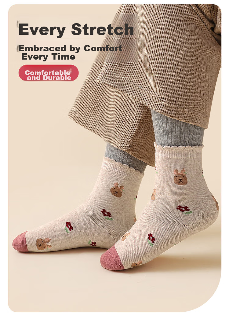 LangSha Children's Socks, Girls' Winter Cotton Fleece-Lined Thick Mid-Calf Terry Socks, Girls' Warm Socks, Baby Socks 4