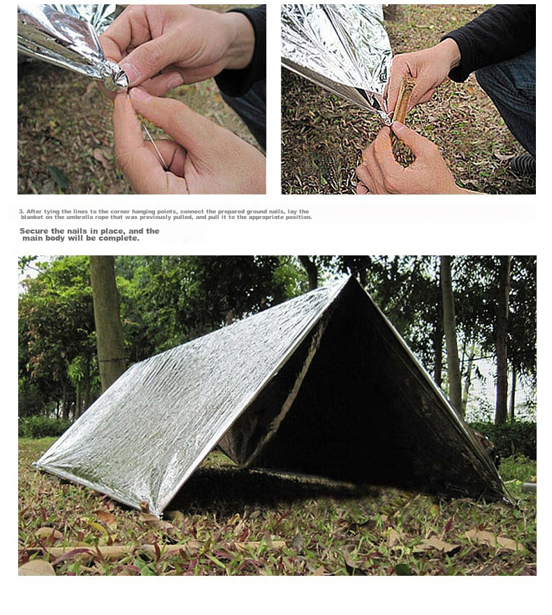 JOYTOUR Sun Protection Emergency Blanket, Thermal Blanket, Hiking Outdoor Aluminum Film First Aid Blanket, Wilderness Survival Emergency Blanket, Silver Color 9