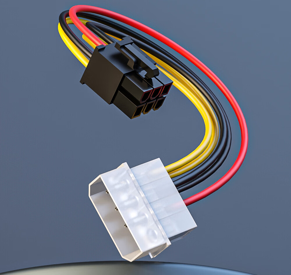 BURLEFRAN Graphics Card Power Cable, Desktop Computer Case Large 4-Pin to 6-Pin Power Supply Adapter Cable, D-Type 4-Pin to 6-Pin Reverse Power Connection Cable 2