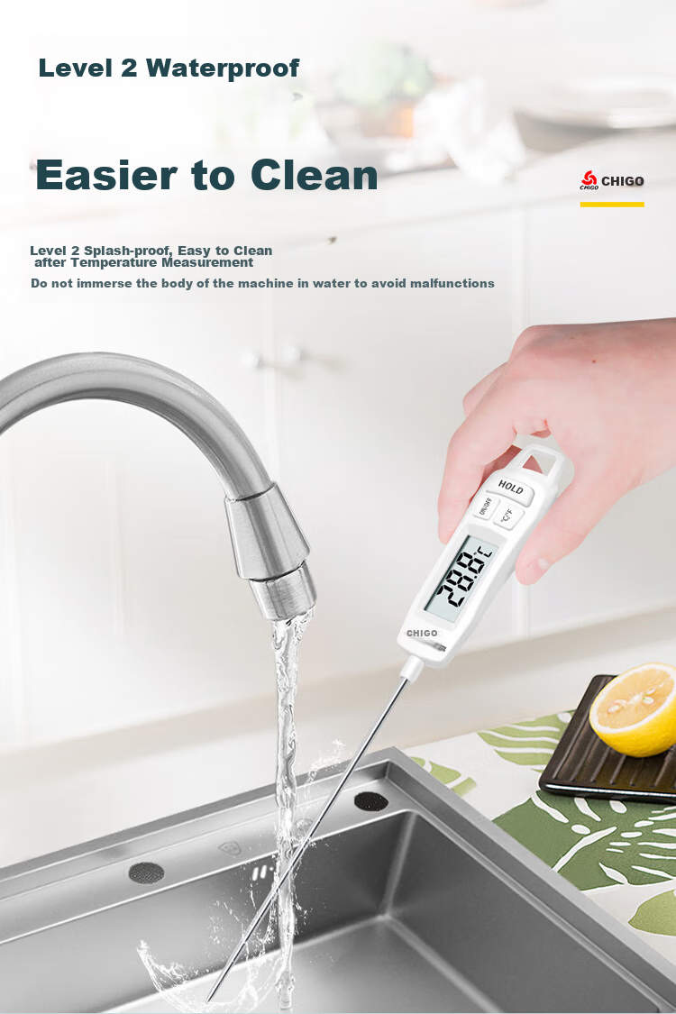 CHIGO Food Thermometer, 304 Stainless Steel, Scald-Proof, Quick Temperature Measurement, ZG-8010 Electronic Thermometer 8