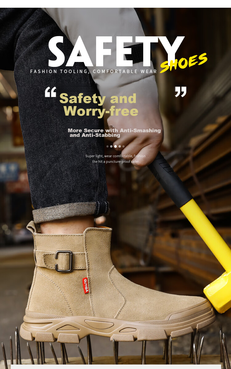 JUNBU Welding Safety Shoes for Men, High-Top Steel Toe Cap, Anti-Smashing, Anti-Puncture, Comfortable, Wear-Resistant Work Boots 0282F Size 45 3