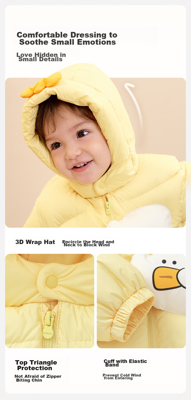 BALABALA Kids Down Jacket Boys Girls Winter 2025 New Thickened Puff Down Coat Baby Warm Clothes 9