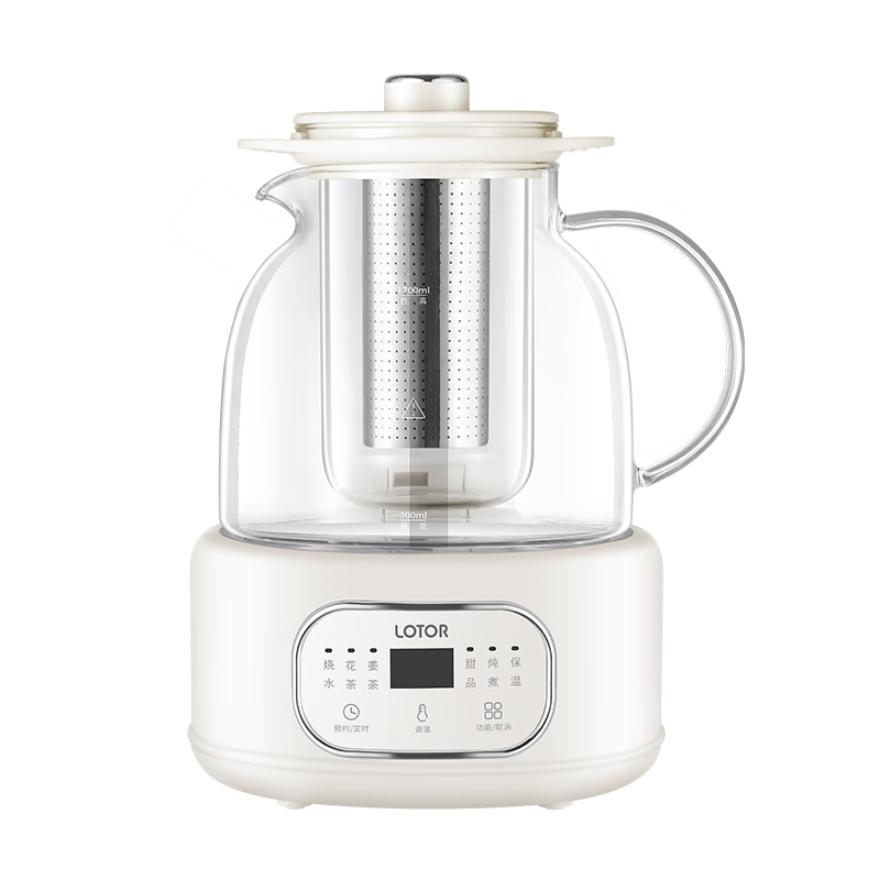 LOTOR Automatic Glass Health Pot for Office, 1.7L Constant Temperature Kettle, Multi-Functional Tea Maker, Flower Tea Pot