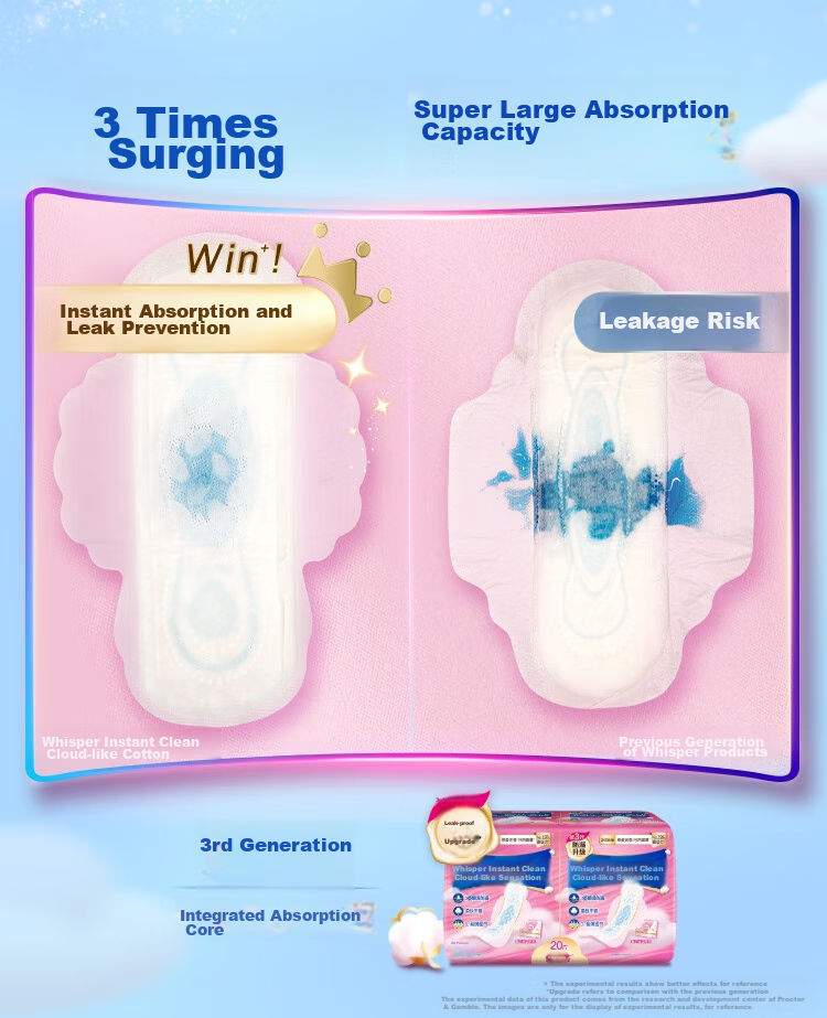 Hushubao [Quick-Drying Cloud-Soft] Sanitary Napkins, Heavy Flow Daytime Use, 284mm, 24 Pieces, Cloud-Feel Cotton Menstrual Pads, Ultra-Thin Breathable, Self-Operated 4
