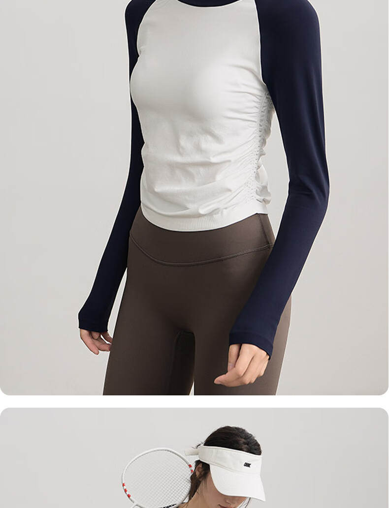 XUEXIMAN Yoga Top for Women, Contrasting Color Sports Long Sleeve Pilates Training Wear, Quick-Dry Running Fitness Clothing for Autumn And Winter 15