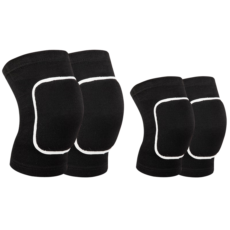 Chidong Children's Knee And Elbow Pads Set, Kids Basketball Thick Foam Dance Anti-Collision Kneeling Knee Protectors, Black, 4 Pieces, Size M
