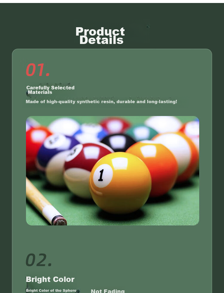 INVUI Pool Ball, Black 8 Billiard Ball, Chinese Style Ball, Large Size Ball, 16 Color Crystal Ball, American Pool Table Accessory, 57.2mm 4