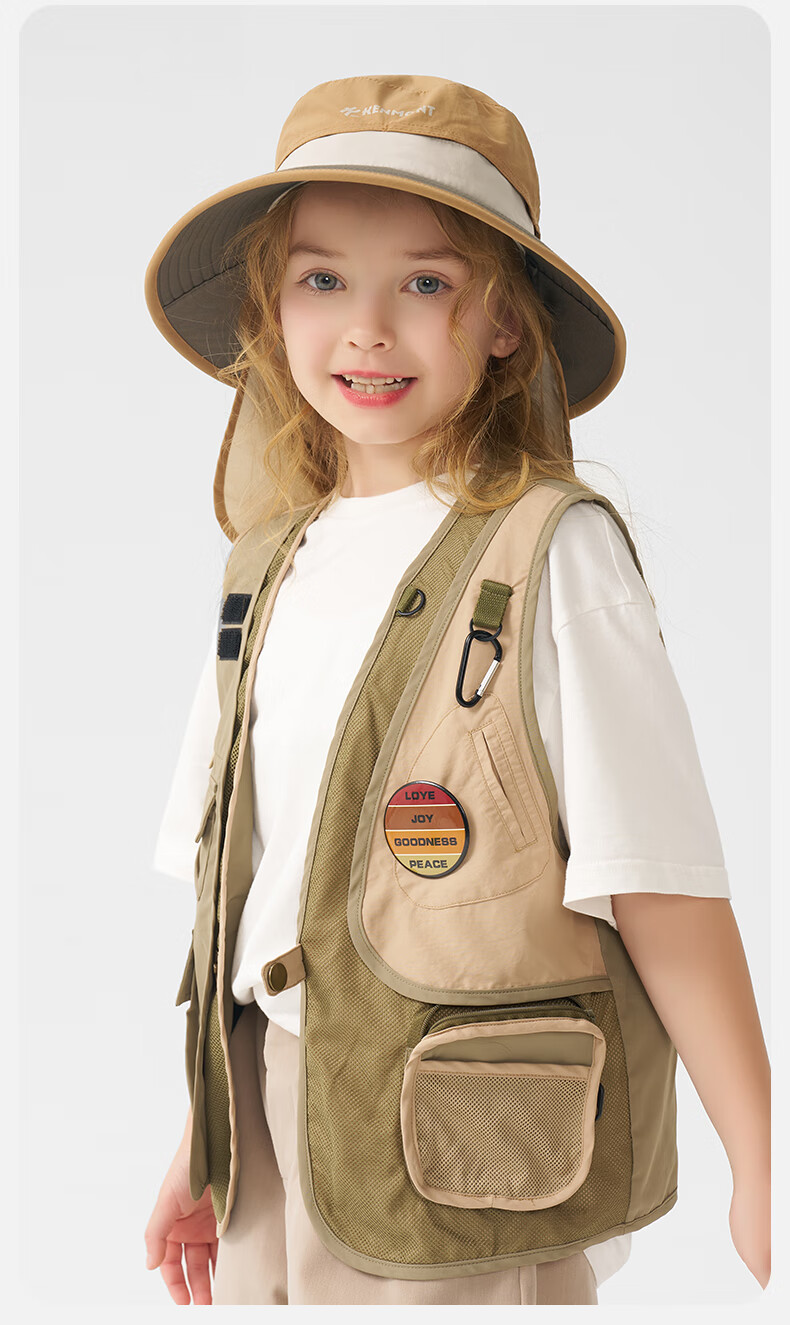 Kenmont Spring And Summer Children's Foldable Neck Protection Sun Hat Shawl Integrated UV-Resistant Quick-Dry Fisherman Hat 4446 6