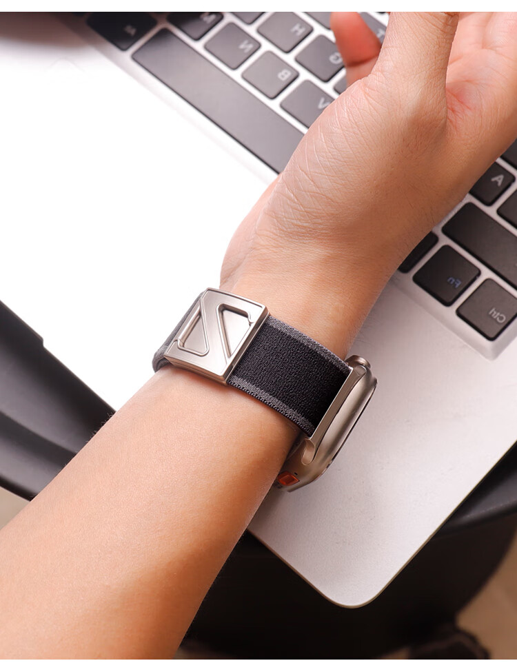 MSSM Compatible Apple Watch Band for Apple Watch S12/11/10/S9/SE3/Ultra4/3, Nylon Magnetic Buckle Strap - Black with Orange, Size 38-42 6