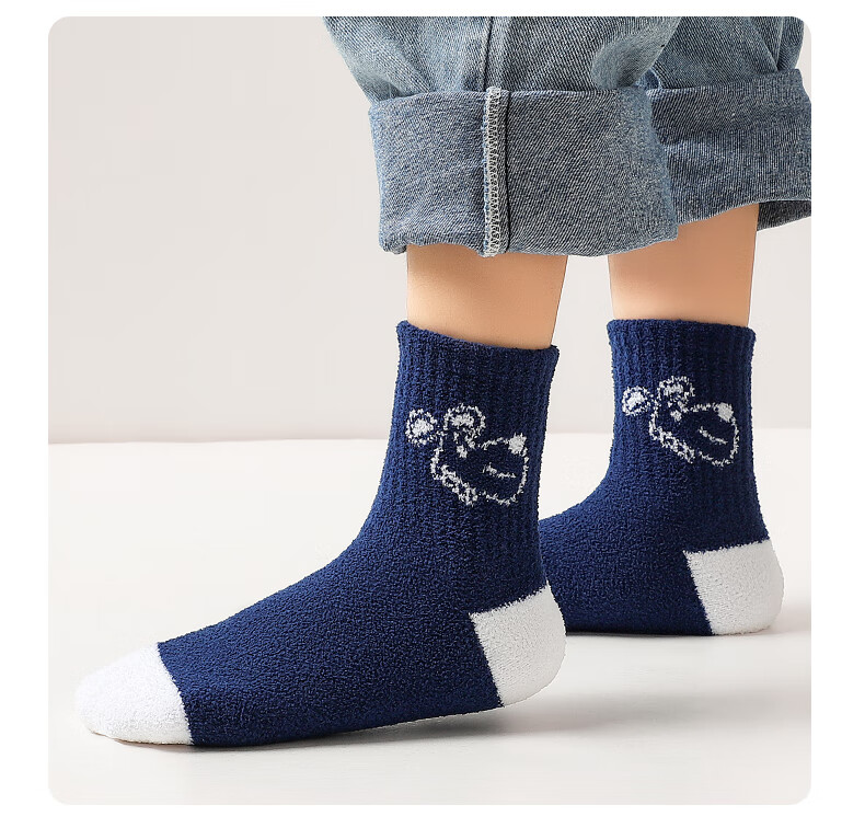 LangSha Kids Boys Mid-Calf Cotton Socks Fleece Lined Thickened Winter Warm Terry Socks for Students Double-Sided Fleece 3