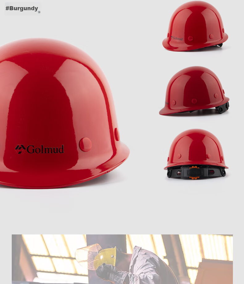Geermu Safety Helmet, Round Top Hard Hat for Construction Workers, Fiberglass GM737 White 1 Piece Helmet 15