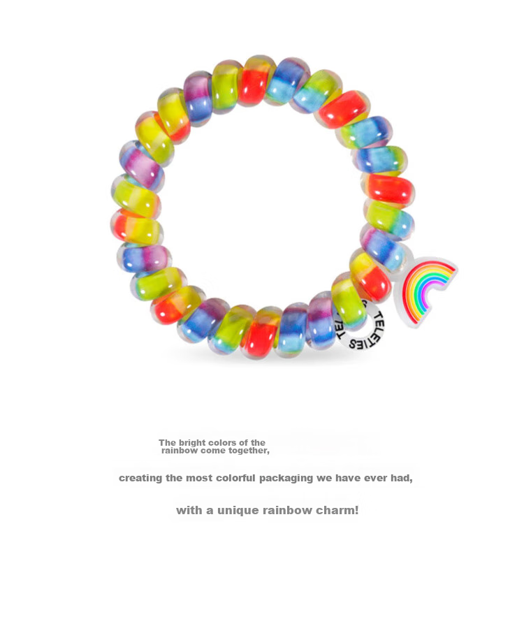 TELETIES American Imported Telephone Cord Organizer, Telie Ring, TT Ring, Cord Holder, Birthday Gift for Women, Rainbow Color, Size L 15