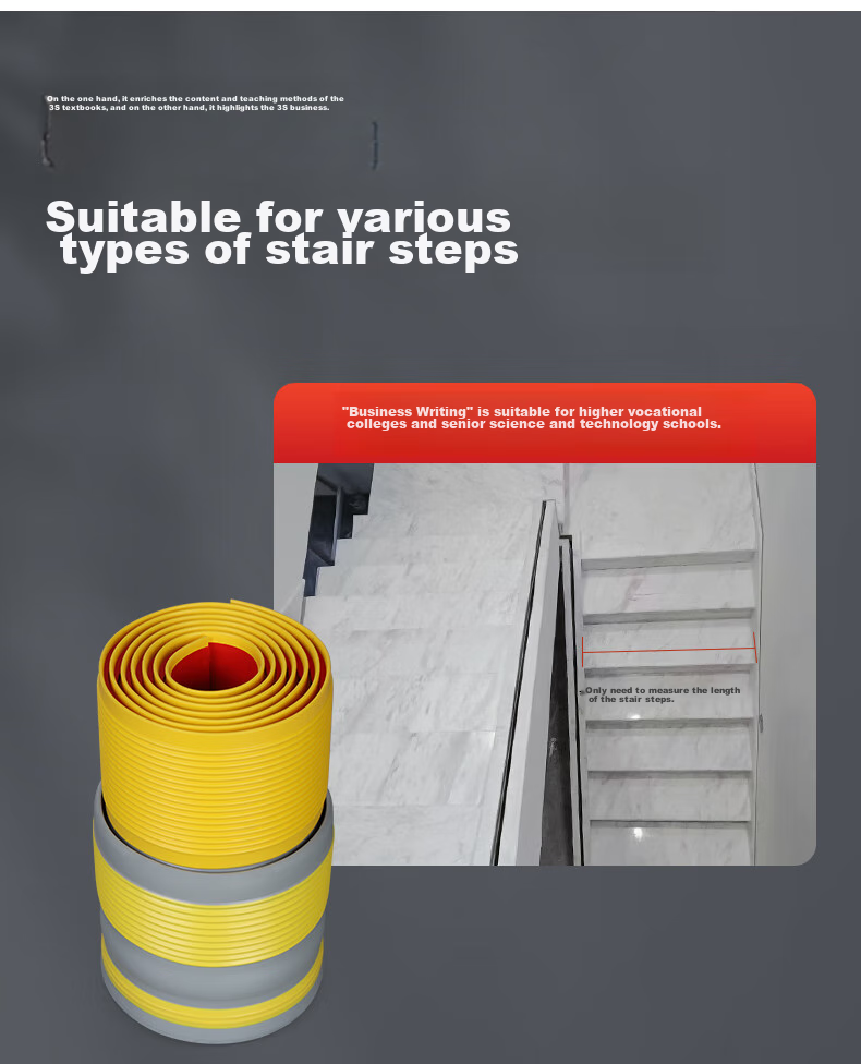 Mileqi Kindergarten School Stair Anti-Slip Warning Strip, Durable Wear-Resistant Self-Adhesive, Hallway Corridor Hotel Stair Bathroom Public Restroom Non-Slip PVC Wear-Resistant 9