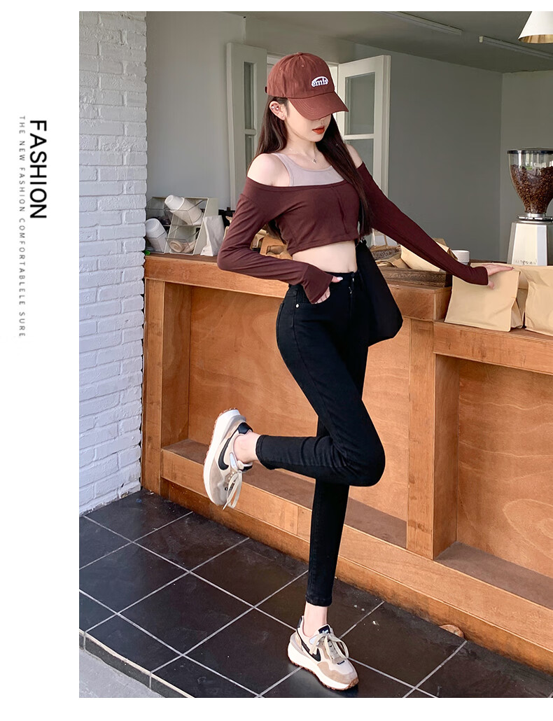 Jeanswest Women's Summer Thin Casual Fashion Trendy High-Waist Straight-Leg Light Color Ice Silk Vintage Style Jeans L 13