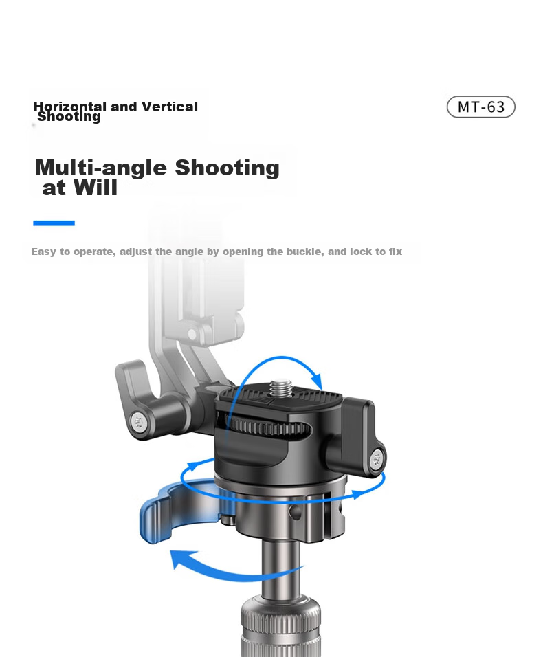 Youlanzi Ulanzi MT-63 Camera Reverse Folding Tripod, DSLR Climbing Outdoor Stand, Mini Portable Photography Tripod, 360° Pan Head, Detachable Center Colum 4