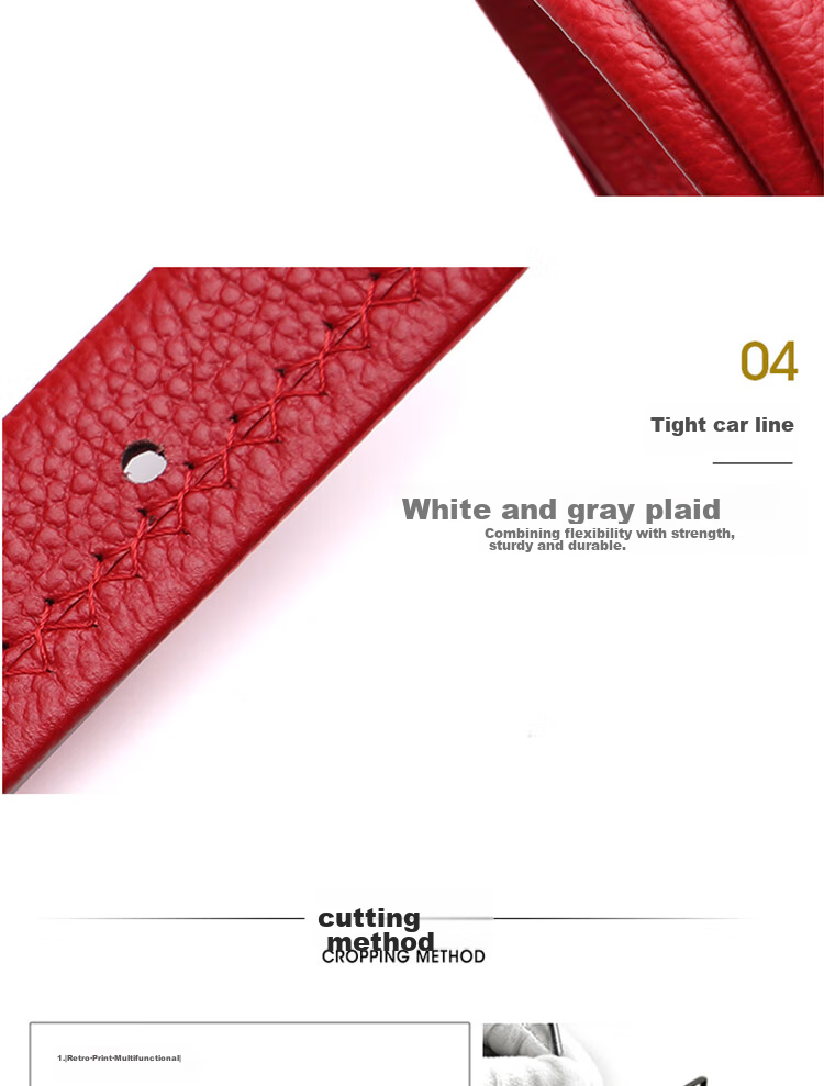 CROCODILE Zodiac Year Top-Grain Leather Women's Belt, Casual Pin Buckle Belt, Birthday Gift for Girlfriend, 11609 Red 11