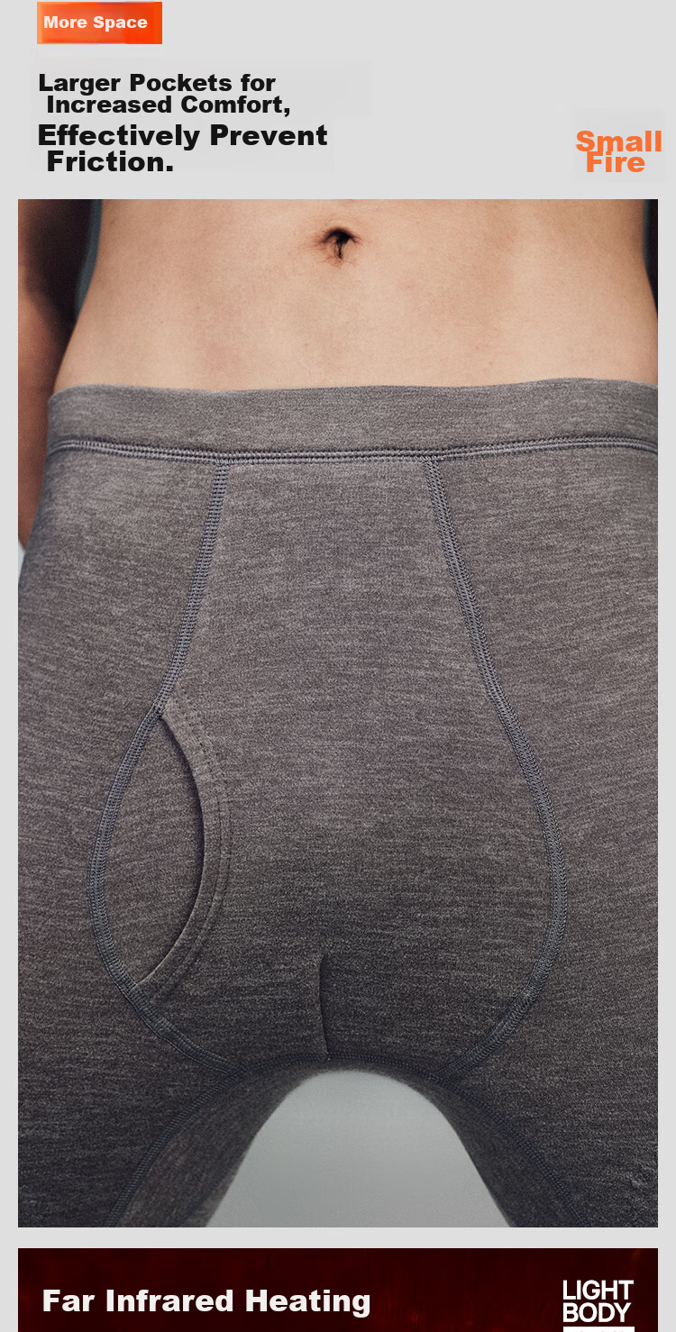 HLA [Xiaohuo-Air9] Thermal Underwear for Men, Double-Sided Fleece Lining, 280g Antibacterial Heating Patch, Thin Autumn Pants, Single Pants, Underpants 4