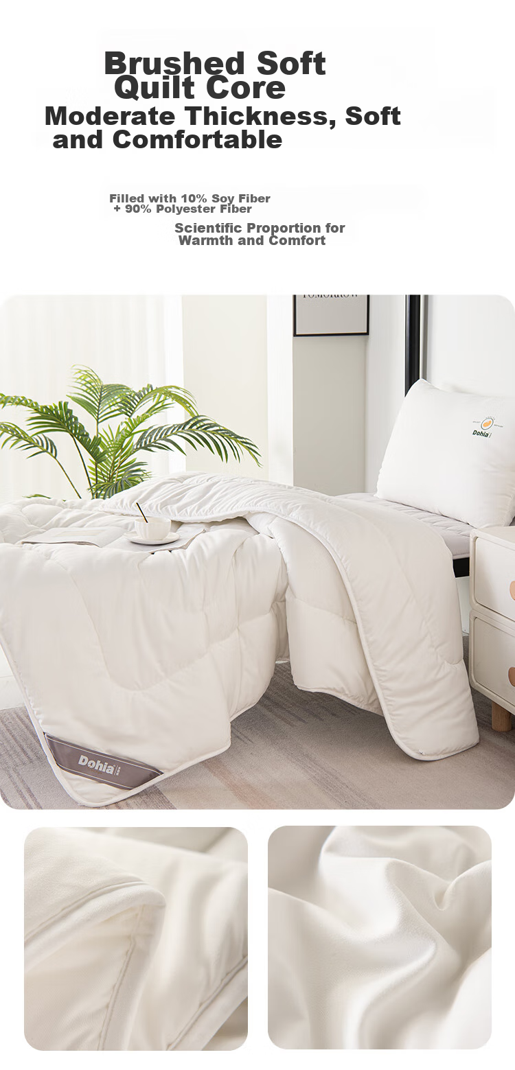 Dohia Home Textiles Student Dormitory Set of Six Pieces (All-Cotton Bedding Three-Piece Set + Quilt + Pillow Core + Mattress) Blanket 17