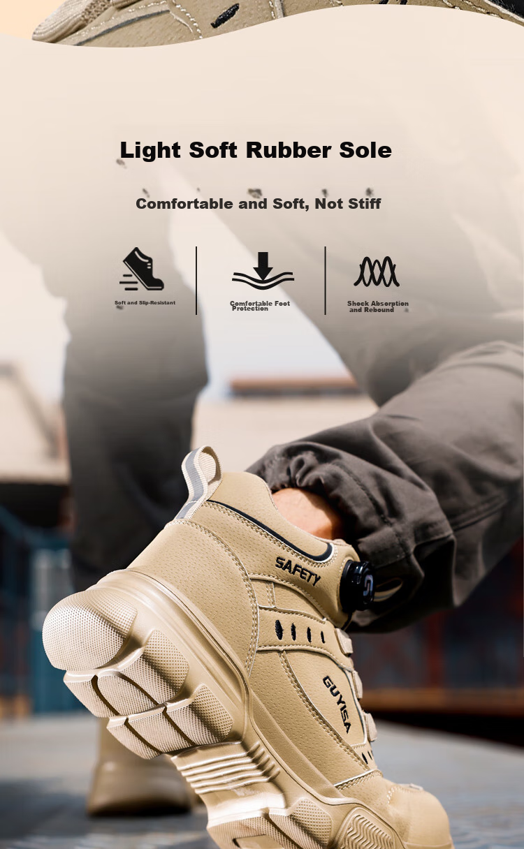 Fumeier Safety Shoes for Men, High-Top Steel Toe Cap, Anti-Smashing, Anti-Puncture, Waterproof, Ultra-Light Comfortable Work Shoes F055BK Size 43 3