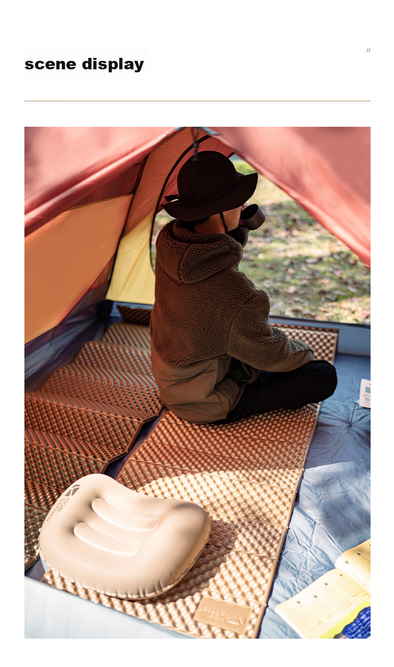 MOBIGARDEN Egg Nest Mat, Outdoor Camping Ground Mat, Portable Sleeping Pad, Double-Sized Moisture-Proof Mat, NX20663007, Warm Sand Color 13