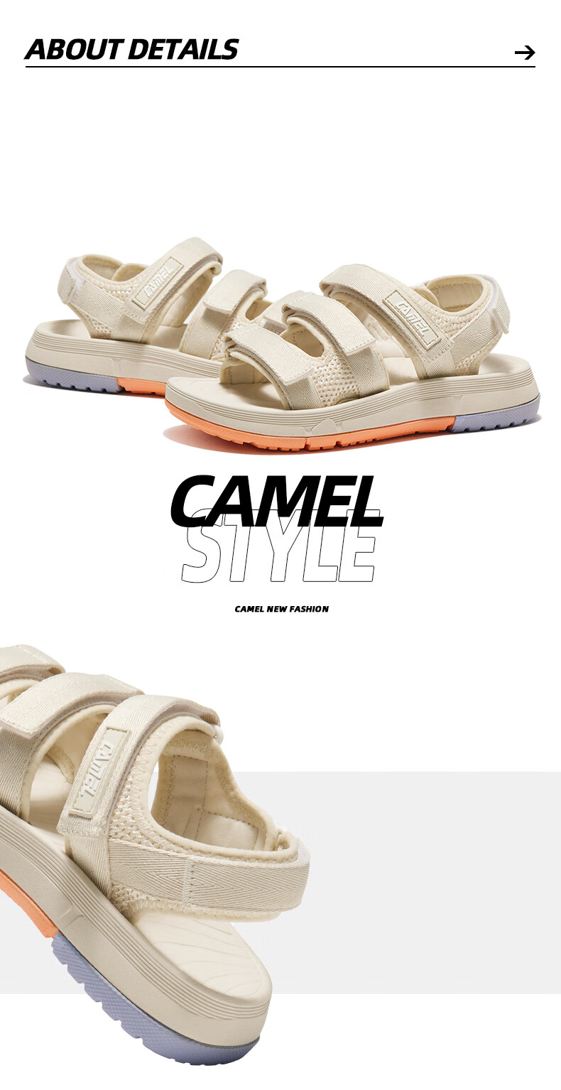CAMEL Magic Tape Colorblock Beach Sandals Women Sports Casual Shoes X24B16L2029 Black Size 40 1