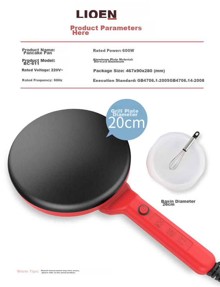 Liven Pancake Maker, Spring Pancake Machine, Breakfast Maker, Home Electric Griddle, Thin Pancake Maker, Sandwich Maker, Spring Pancake And Spring Roll Wrapper Maker, Layer Cake Maker BC-811A 13