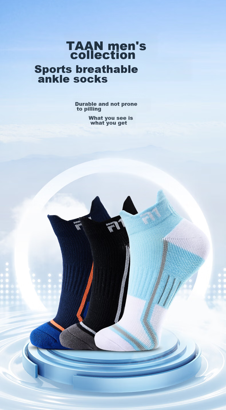 Taan Badminton Socks with Thick Terry Bottom Cotton Socks for Running, Fitness And Sports T525 3 Pairs Pack 2