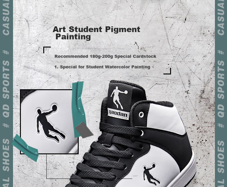 QIAODAN Men's Sneakers, Leather Upper, Air Force One Style, High-Top Skateboard Shoes, Casual Shoes 13