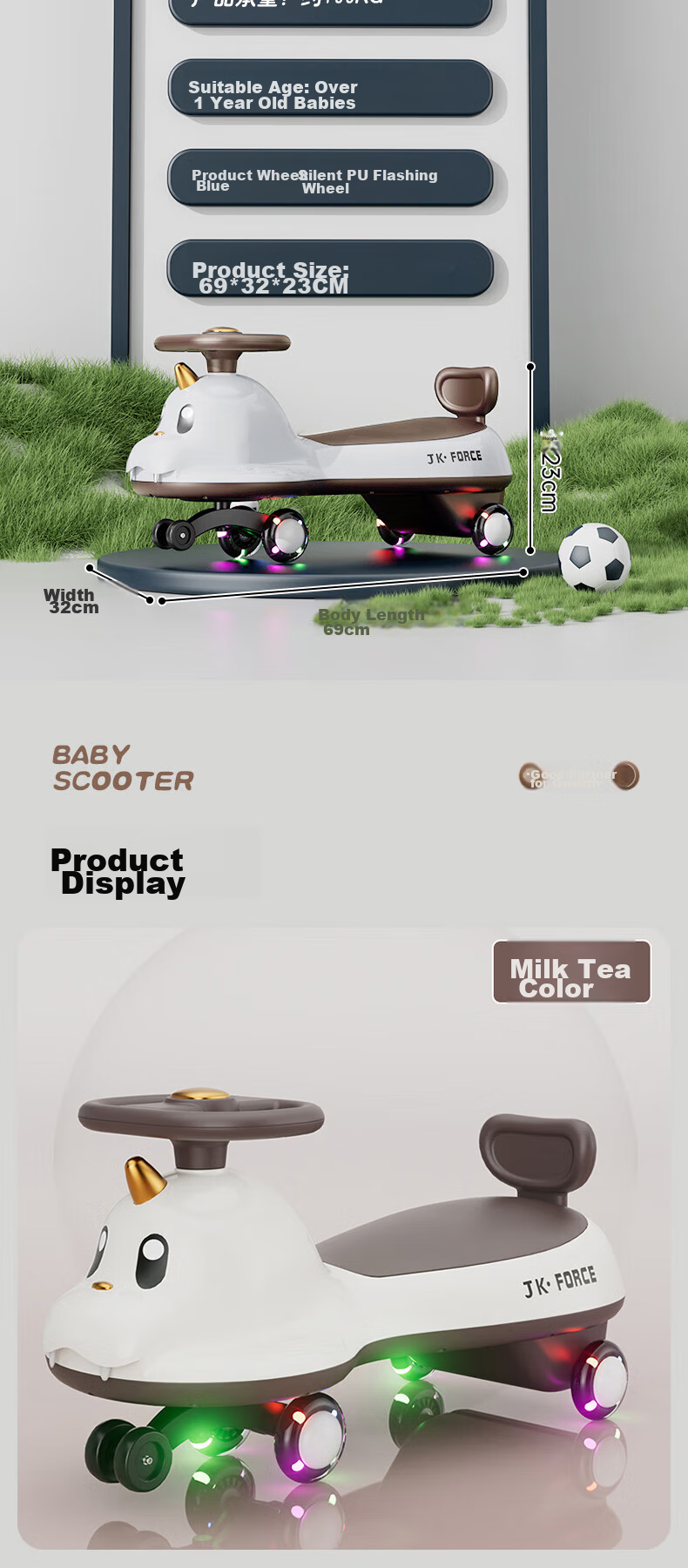 DEERC Twist Car for Children Aged 1-3 Anti-Rollover Ride-On Toy, Baby Balance Bike, Early Education Toy, Birthday Gift 14