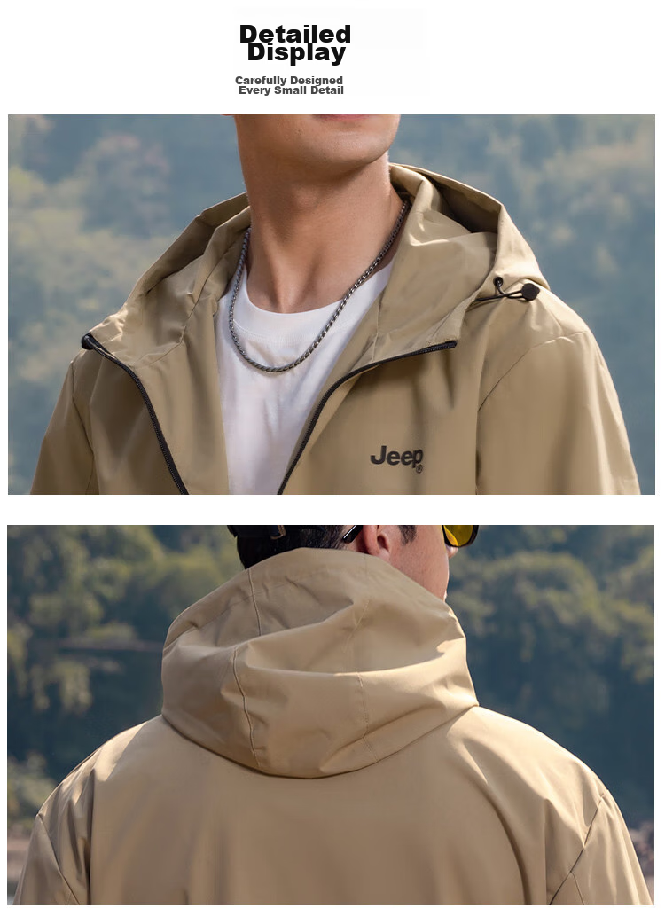 JEEP Outdoor Mountain Series Spring And Autumn 2026 Men's Sports Jacket, Loose-Fitting Hooded Cardigan Coat for Me 24