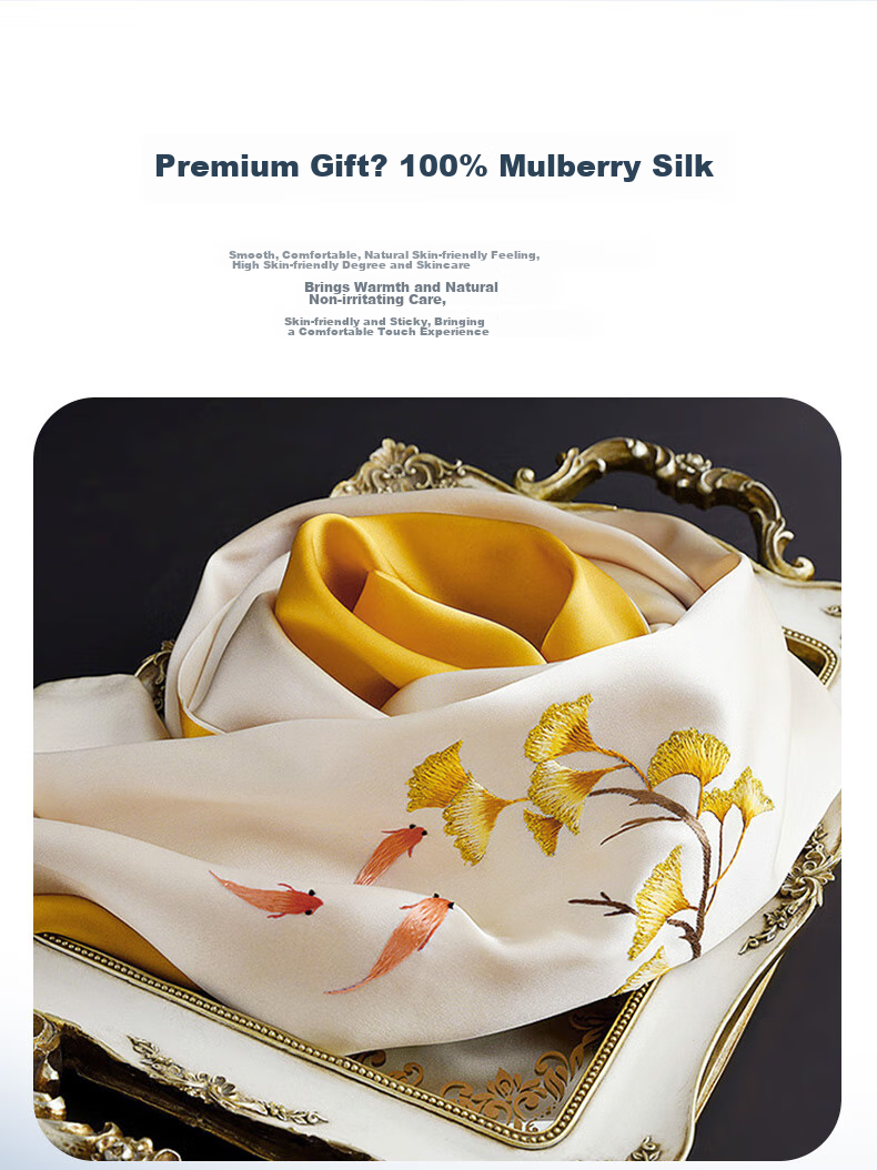 Hangsifu Suzhou Silk Scarf, Bookmark Pen Set, Mulberry Silk Shawl, Outer Wrap, Autumn And Winter Season, Mother's Birthday Gift 4