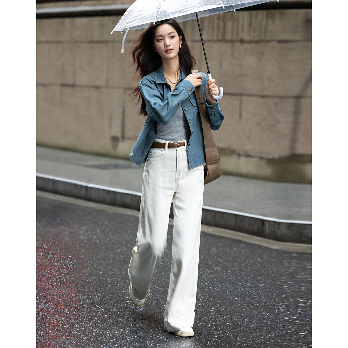 Dme [Turn-Down Collar Denim Shirt] Spring And Autumn Layered Pocket Vintage Street Style Casual Fashion Basic