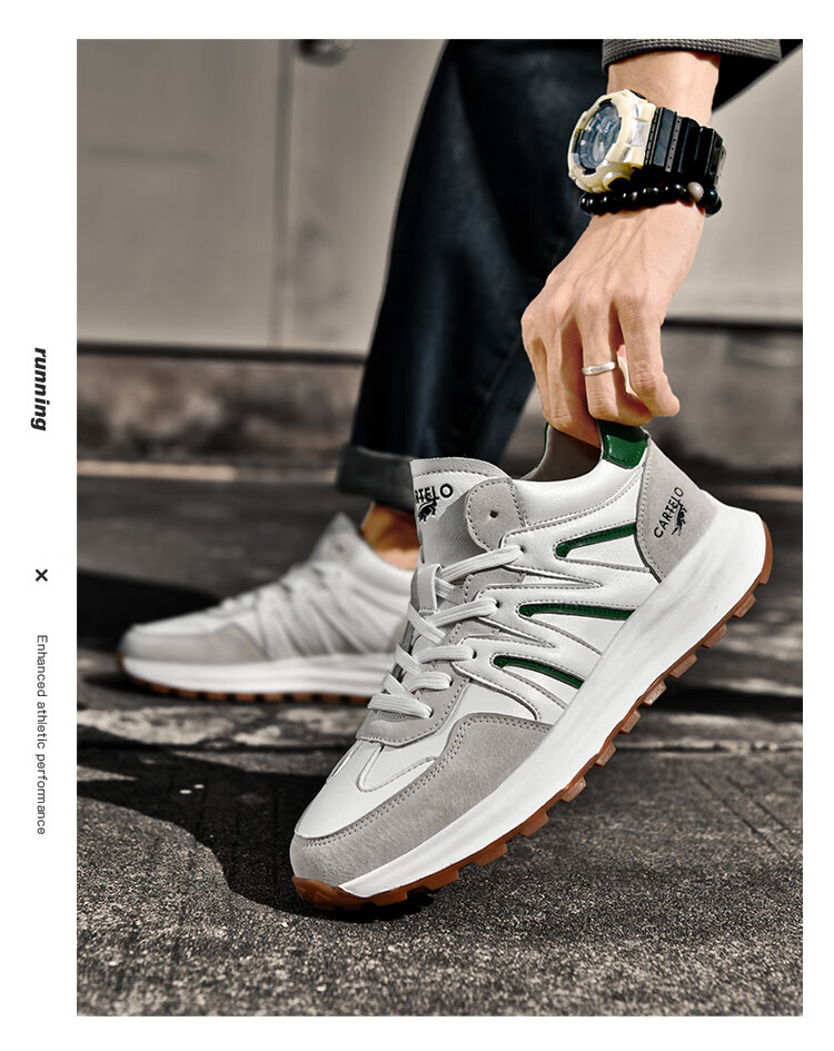 CARTELO Men's Shoes, Spring And Summer Casual Sports Running Hiking Dad Shoes, Travel Sneakers, QH8306, Sand Green, Size 39 54