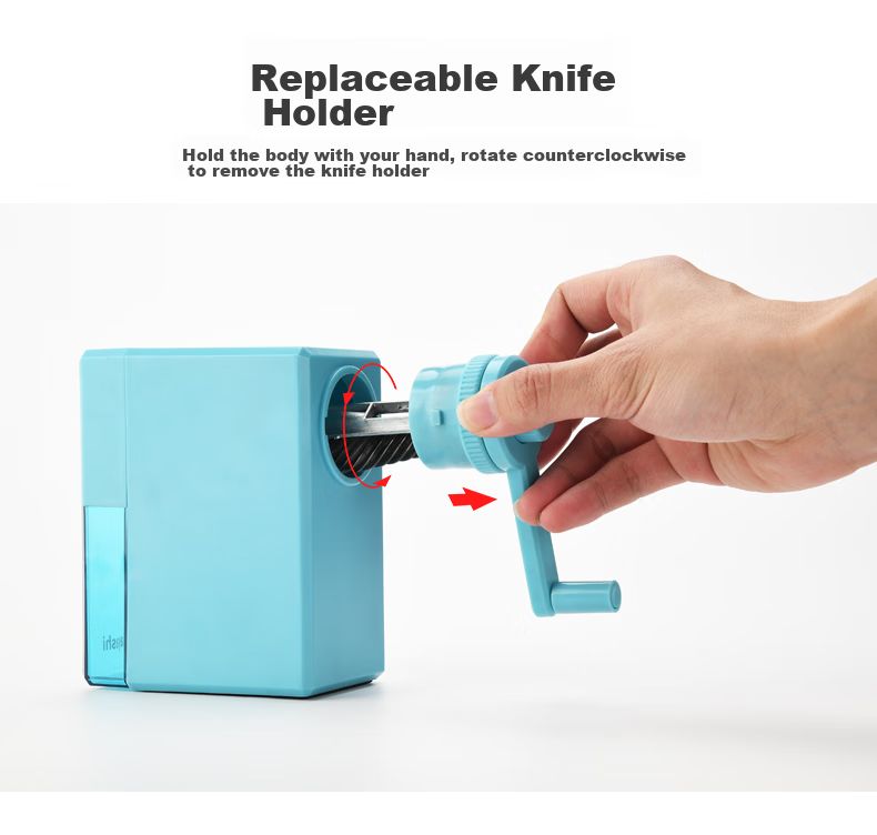 Nakabayashi Hand-Cranked Pencil Sharpener, Art Sketching Pencil Sharpener, Stationery Rotary Sharpener, Adjustable Thickness, Elementary School Student Learning Supplies Gift, Sky Blue [Long Drawing-Specific Tip] 7