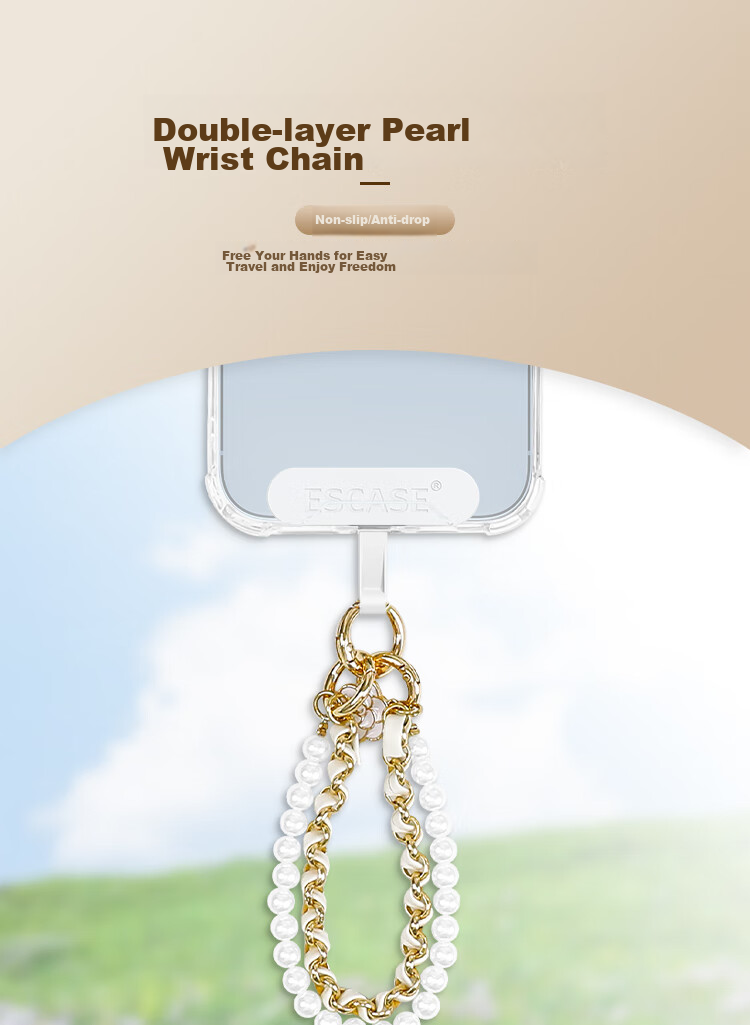 ESCASE Phone Lanyard, Double-Chain Wrist Strap, Anti-Theft Hand Strap, Anti-Loss Clip, Shockproof, Suitable for Men And Women, Outdoor Use, Compatible with Huawei And OPPO Phones, MPS-ZL01 White And Black 1