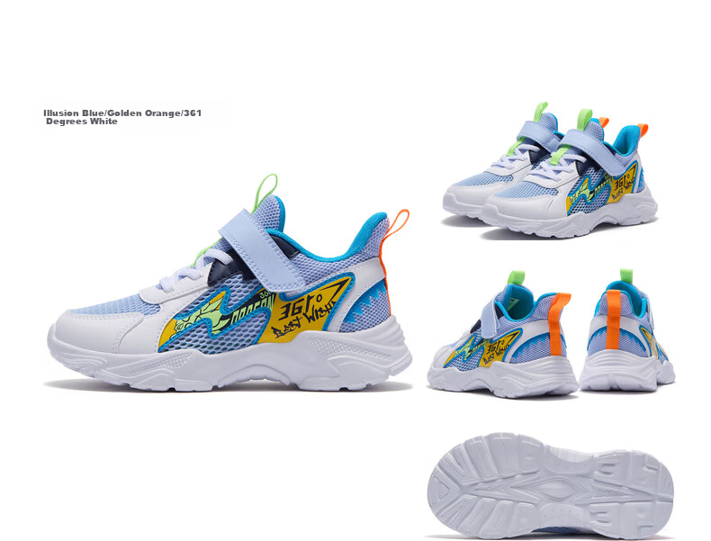 361° Children's Shoes, Boys' Shoes, Summer 2026, Lightweight And Bouncy Toddler Playful Casual Shoes for Kids, Blue, Size 30 26