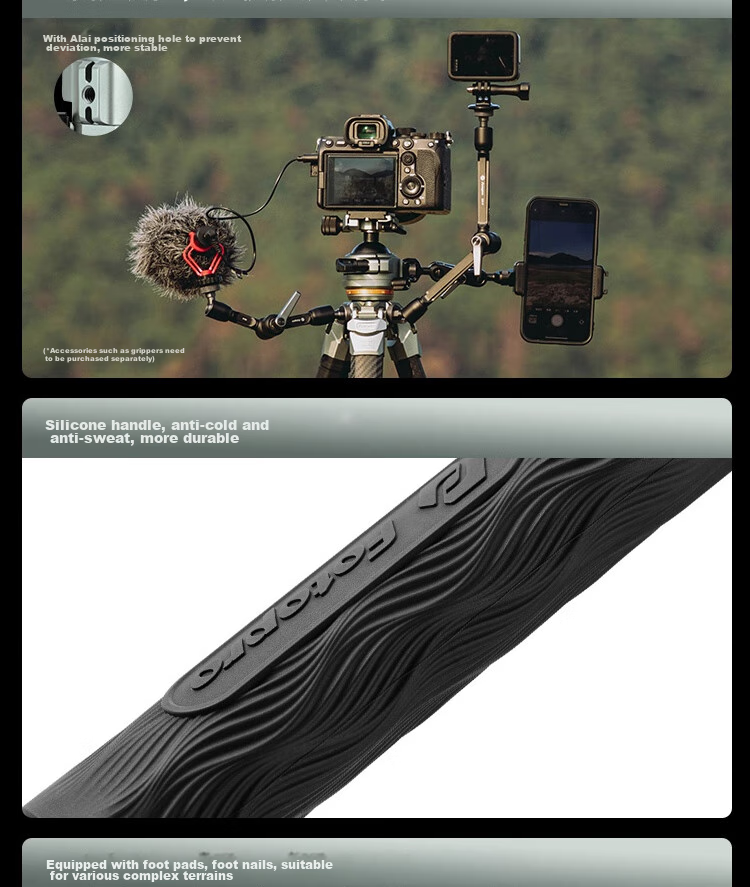Fotopro Origin (20th Anniversary Edition), Lightweight Travel Photography Pure Carbon Fiber Irregular Design Panoramic Ball Head, Digital Camera Mirrorless Photography Tripod 19