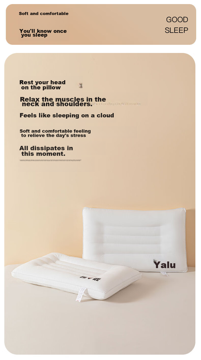 Yalu Ultra-Soft Student Pillow, Dormitory-Specific Pillow Core, Star-Rated Hotel Fiber Soft Pillow, Cervical Pillow, Single Piece 48x74cm 9