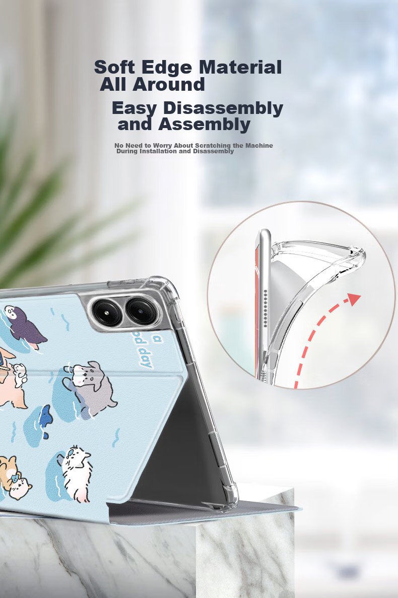 Asiwa Protective Case for Xiaomi Redmi Pad Pro 2024 Model, 12.1-Inch Xiaomi Tablet Cover, Cartoon Cute Full Protection Silicone Shockproof Smart Sleep/Wake Functio 3