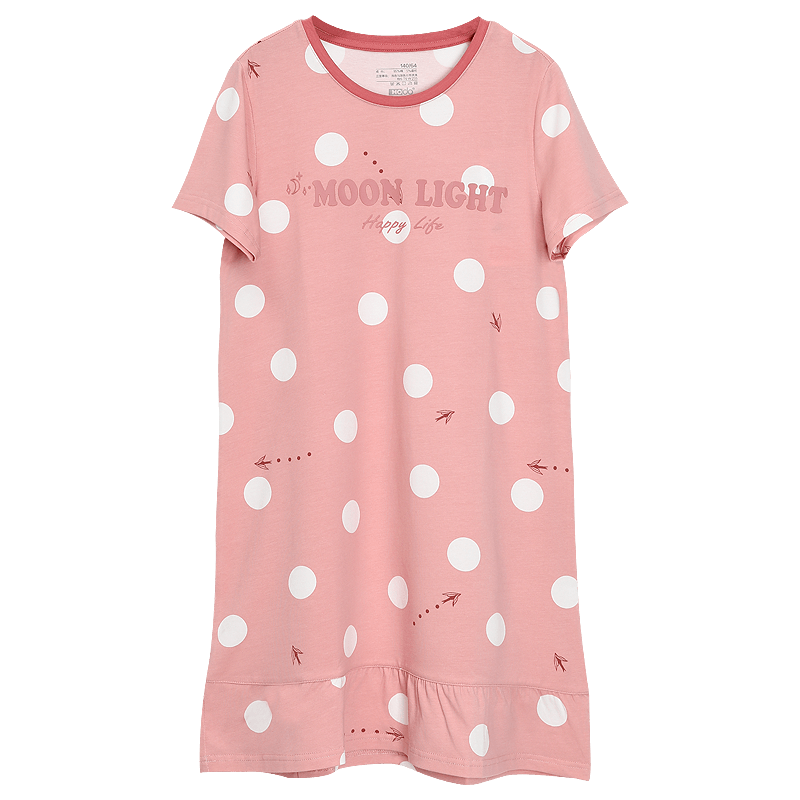 Hodohome [Same As in Mall], Children's Pajamas for Girls, Size 40S Cotton-Spandex Sweet Cute Nightgown, Breathable Dress 322, 130