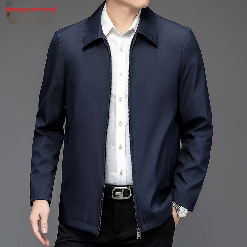 Hengyuanxiang Administrative Jacket for Men, Spring And Autumn Season, Middle-Aged Men's Business Casual Dad Coat, Middle-Aged And Elderly Men's Clothing, Lapel Top