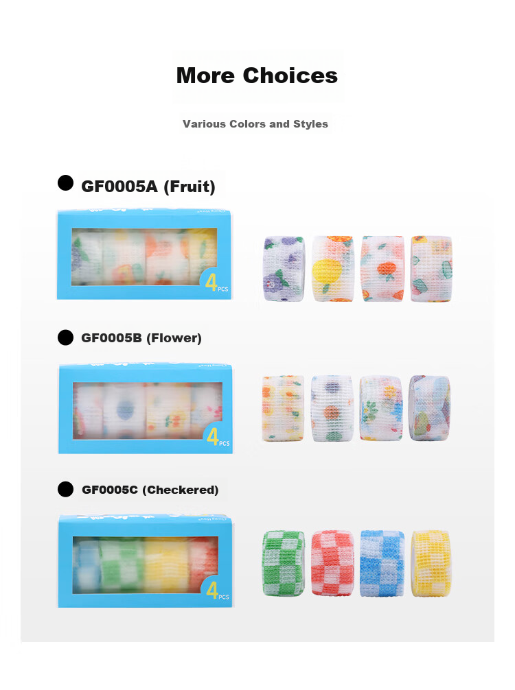 Zhonghua (Chung Hwa) Finger Protector Bandage, Anti-Callus And Anti-Friction, for Girls, Ins Style, Cute Adhesive Tape, Hand Protection, Self-Adhesive Writing Grip Tape, 4 Rolls Pack, GF0005B 12