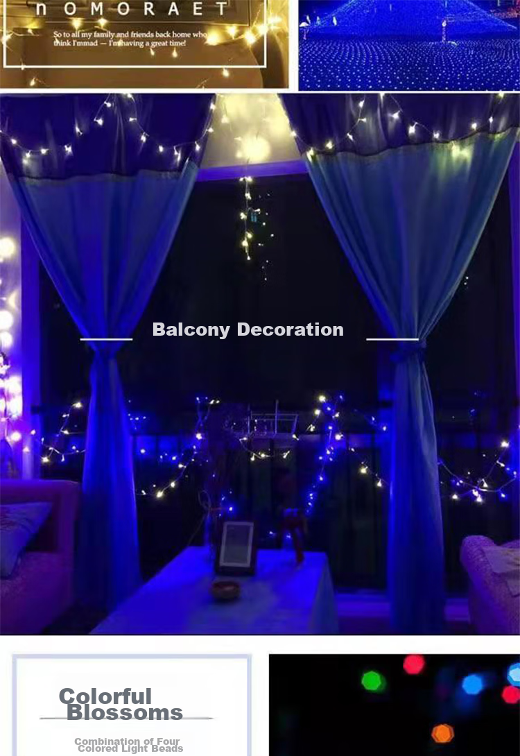 DiliCarr LED Meteor Shower Lights, Colorful Tree Lights, Flashing String Lights, Starry Sky Outdoor Waterproof Hanging Lights for Trees, New Year Decorative Colored Lights 3