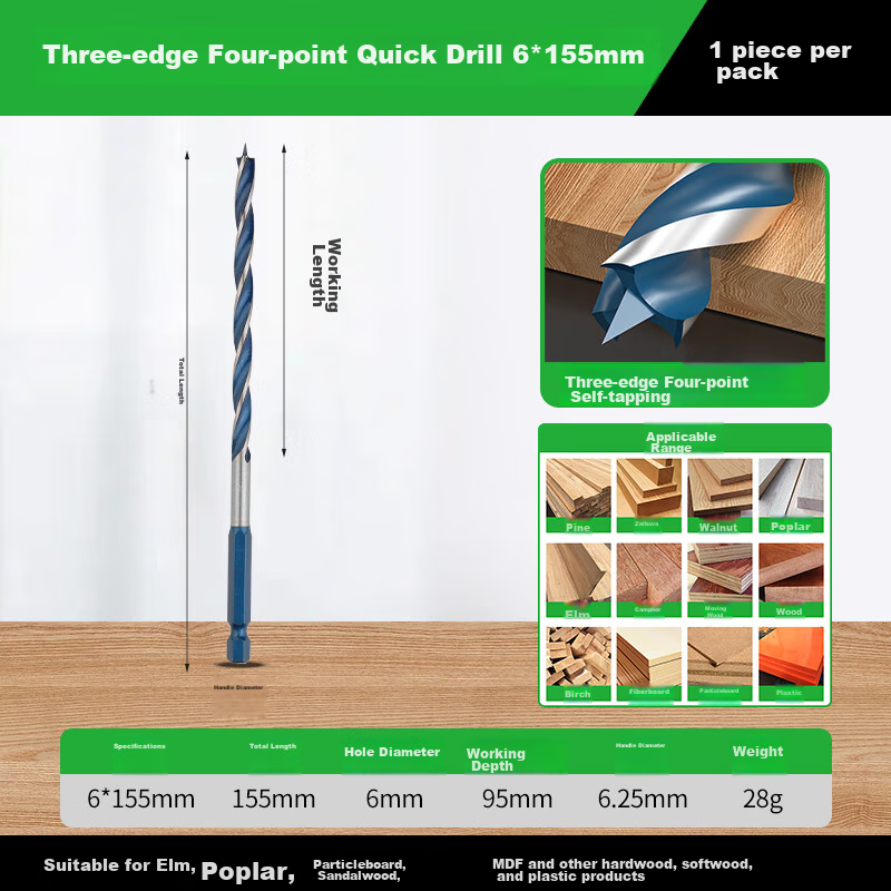 Baolian Woodworking Drill Bit with Super Hard Hexagonal Shank, Twist Drill for Electric Drill, Hole Cutter for Wood Boards, Doors, Locks, And Hole Making Tool