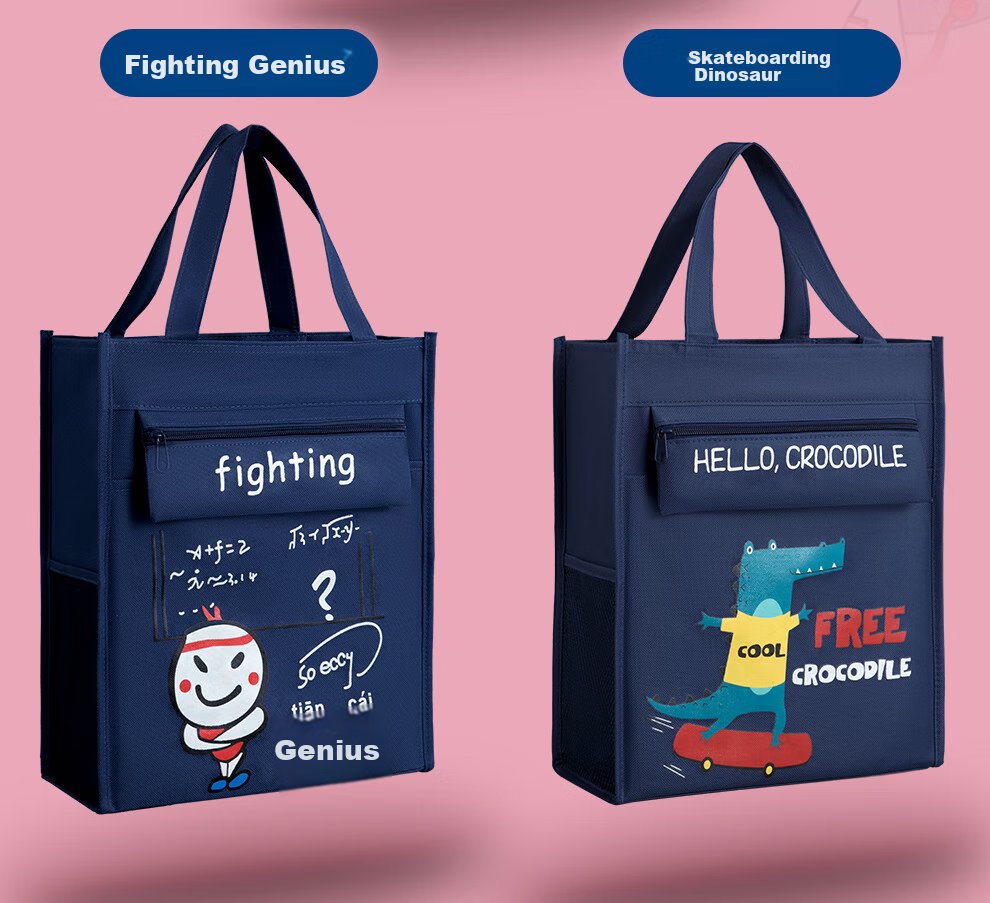 [Lowest Price Online] Faramon (Faramon) Student Handheld Tutoring Bag, Book Bag, Canvas Schoolbag, Canvas Study Bag for Tutoring Materials And Exam Papers Storage, Homework Zipper Handbag, Astronaut Desig 4