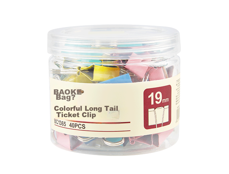 BAOKE 3c Digital All-Net Low Price BC1365, Colorful Long Tail Clips, 40 Pieces, 19mm, Binder Clips, Office Supplies 13